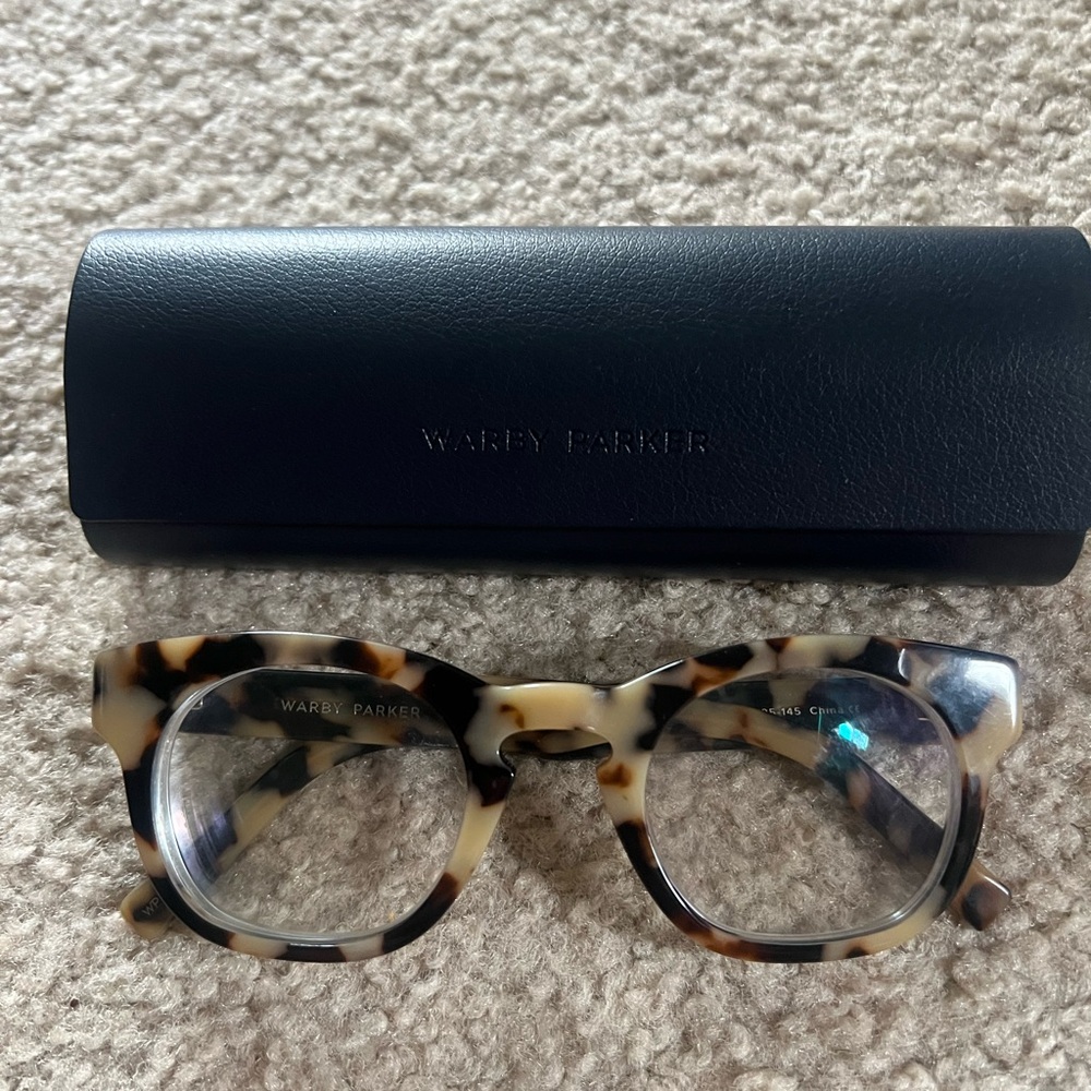 Warby Parker Tortoise Glasses with Black Case